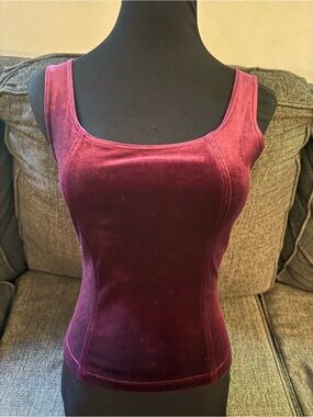 Women's goth Y2K Velvet Scoop Neck Tank Top - Burgundy